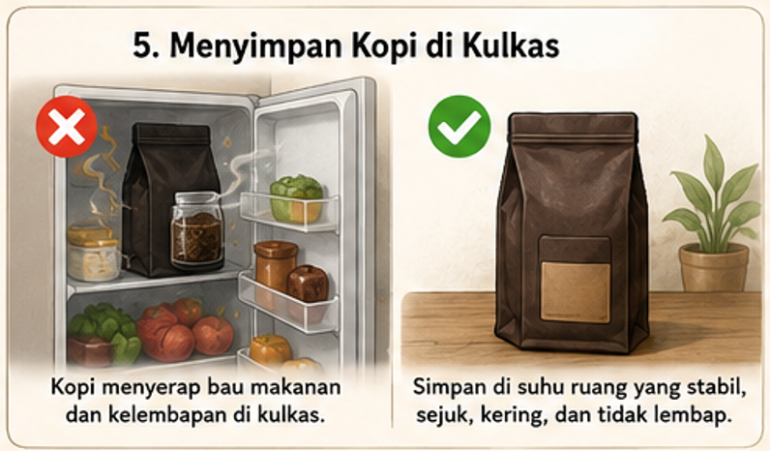 Kulkas menjadi salah satu penyebab aroma kopi cepat menghilang