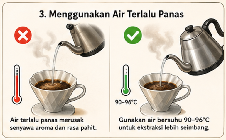 Menggunakan Suhu Air Terlalu Tinggi Dapat Merusak Senyawa Aroma