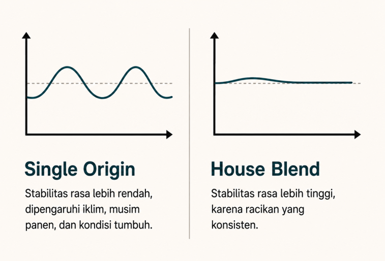 Perbedaan Single Origin dan House Blend dari Stabilitas rasa